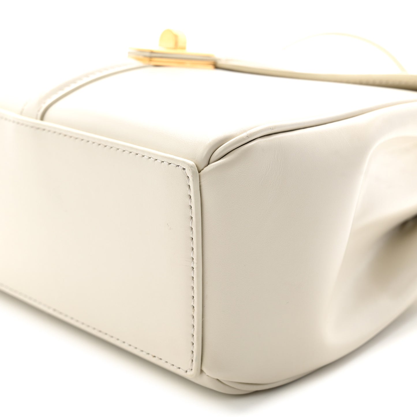 Satinated Calfskin Mini 16 Top Handle Bag White Cotton