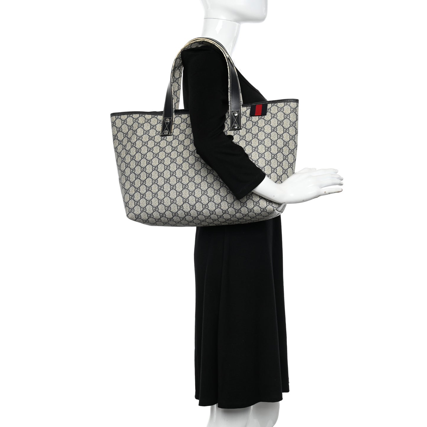 GG Plus Monogram Medium Signature Web Loop Tote Navy