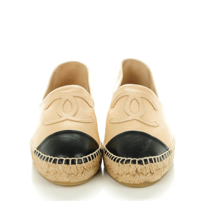 Chanel Lambskin CC Espadrilles 38 Beige Black 2 of 9