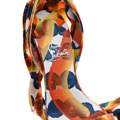 Christian Louboutin Crepe Satin Gaagal Miss Z Du Desert 100 Ankle Wrap Sandals 39.5 Multicolor Magma 8 of 8