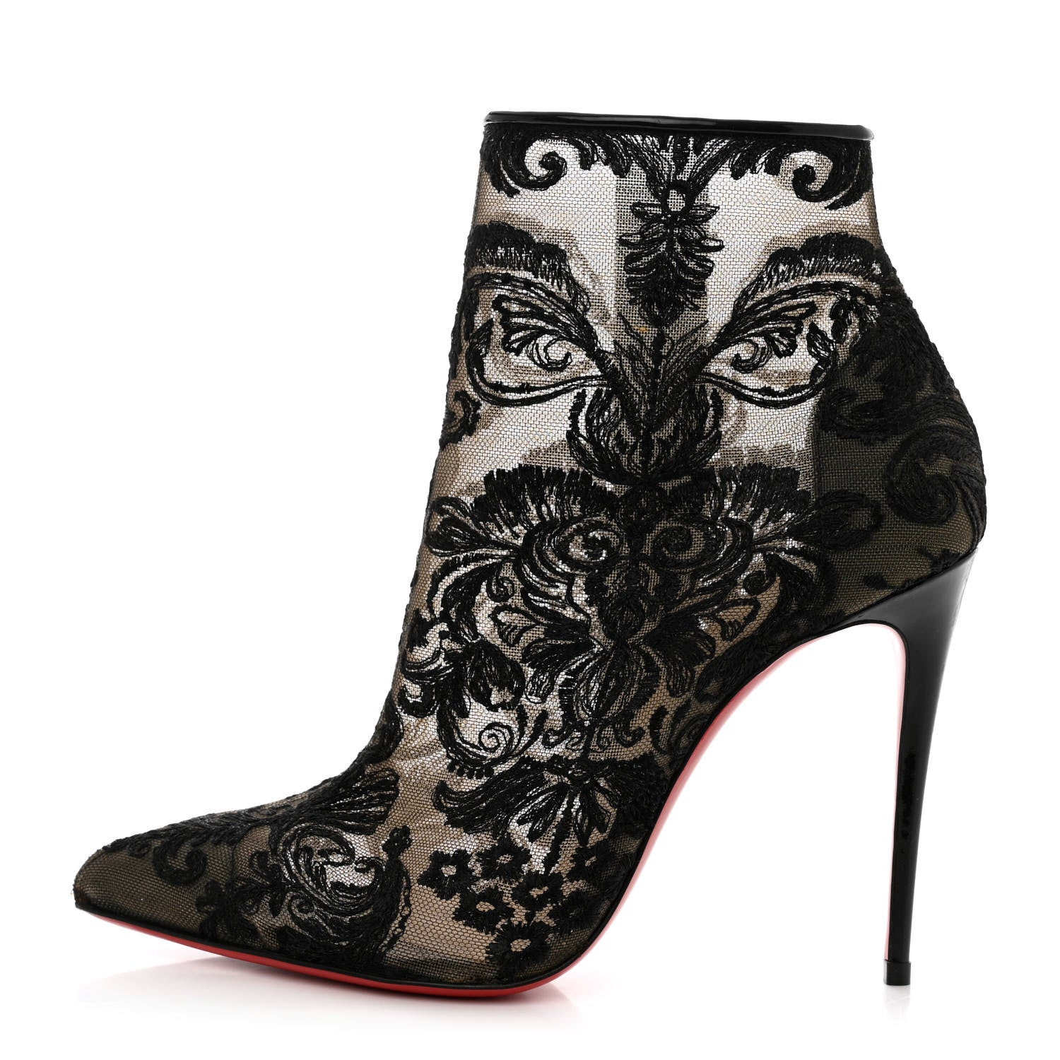 Christian Louboutin Lace Gipsybootie 100 Ankle Boots 38 Black 1 of 7