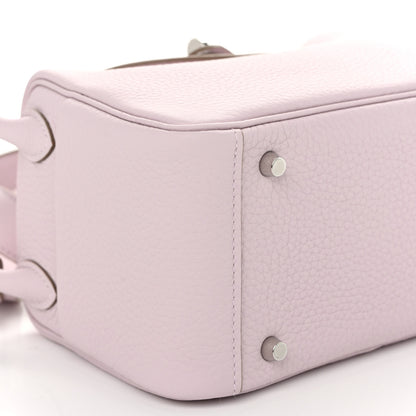 Hermes Taurillon Clemence Verso Mini Lindy 20 Mauve Pale Mushroom 9 of 11