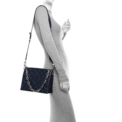 Louis Vuitton Lambskin Embossed Monogram Coussin PM Navy 2 of 13