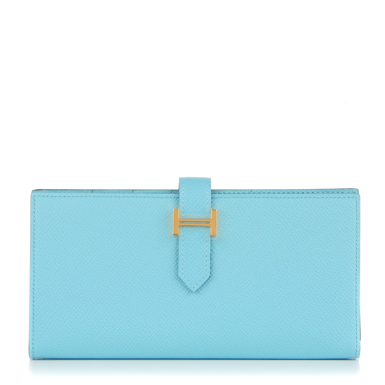 Hermes Epsom Bearn Gusset Wallet Bleu Atoll 1 of 9