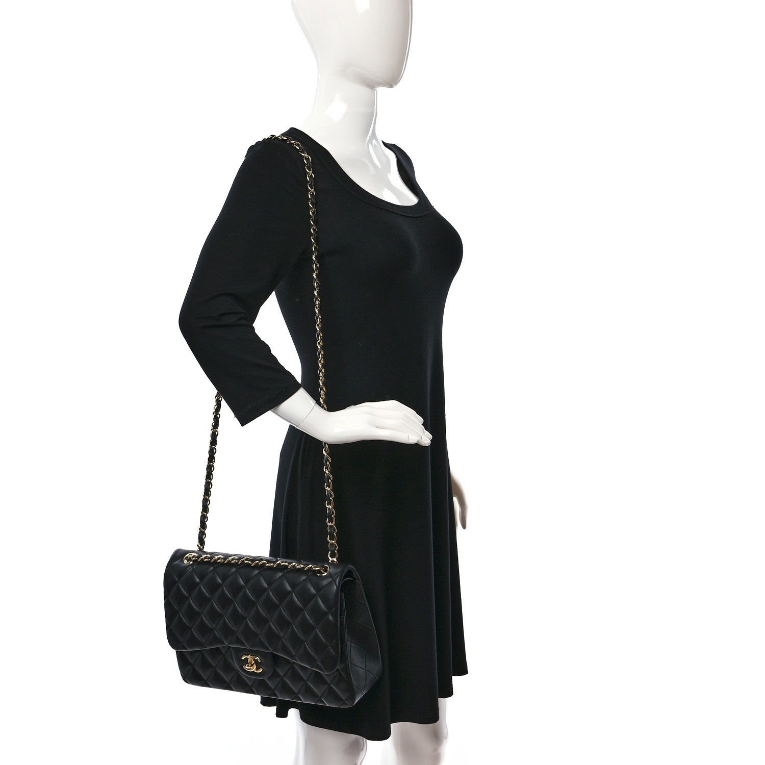 Chanel Lambskin Quilted Jumbo Double Flap Black 2 of 8