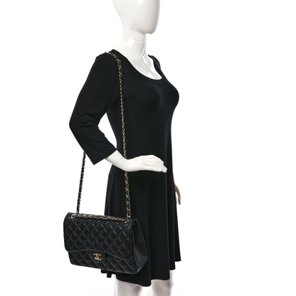 Chanel Lambskin Quilted Jumbo Double Flap Black 2 of 8