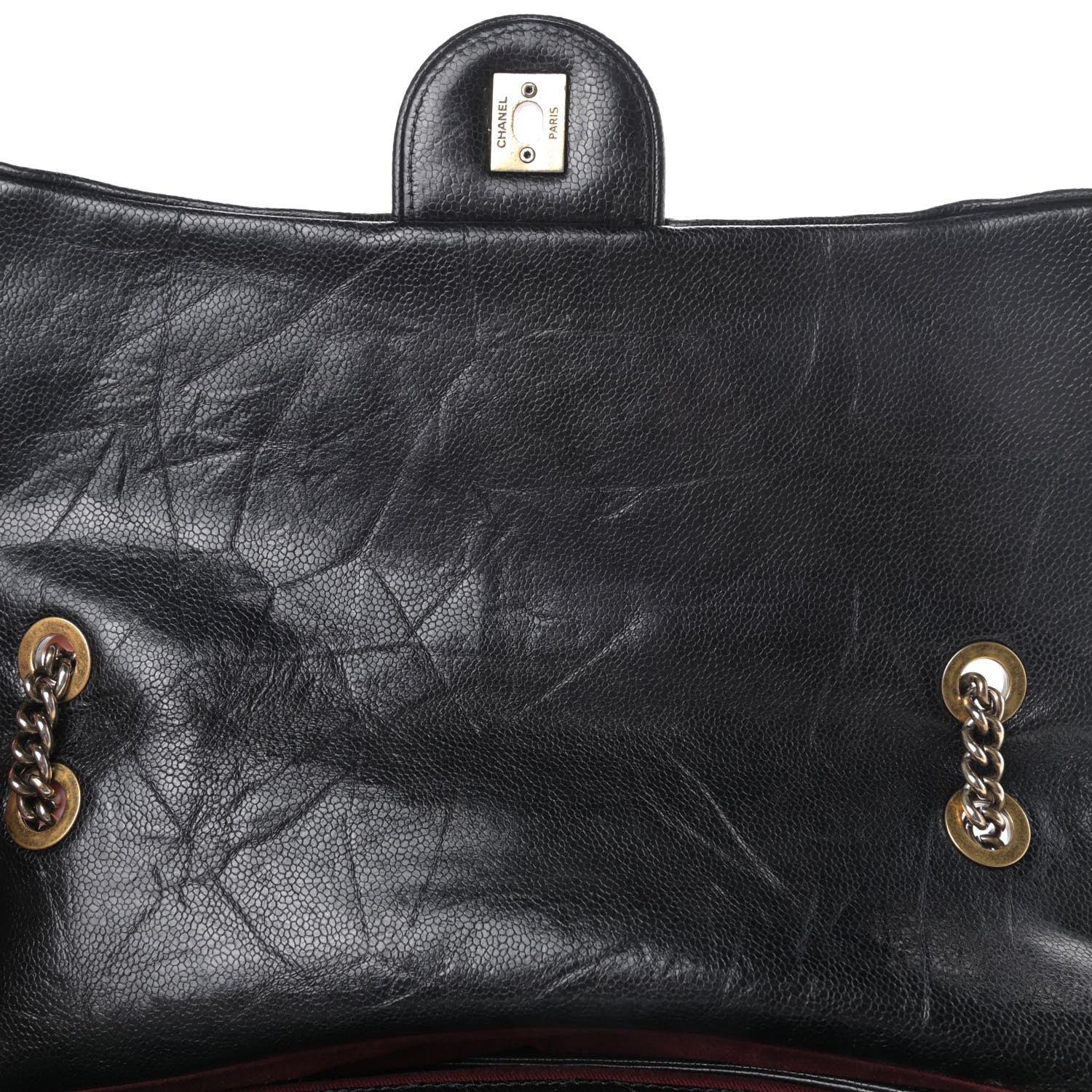 Chanel Crumpled Grained Calfskin Quilted Large Shiva Flap Black 14 of 14