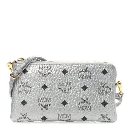 MCM Metallic Visetos Crossbody Tech Pouch Silver 1 of 10
