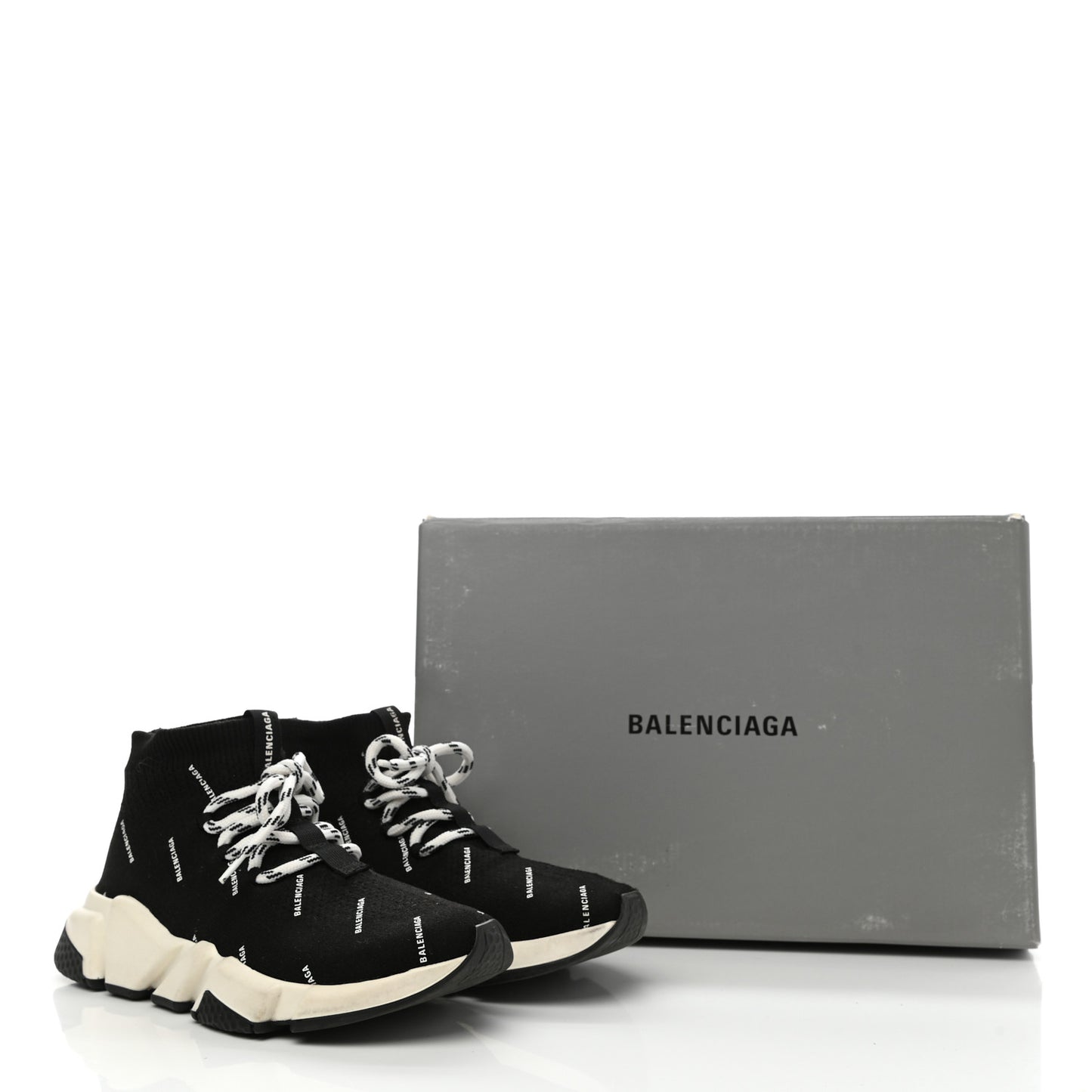 Neoprene Knit Allover Logo Womens Speed Lace Up Sneakers 36 Black