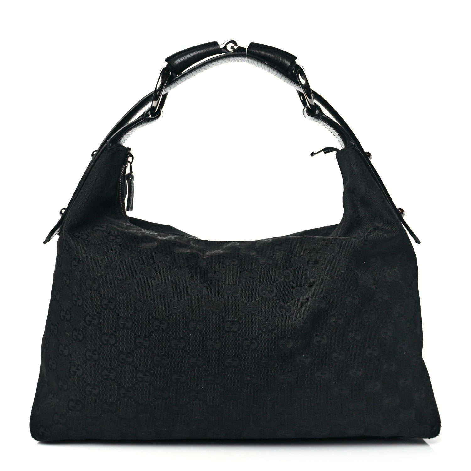 Gucci Monogram Medium Horsebit Chain Hobo Black 1 of 10