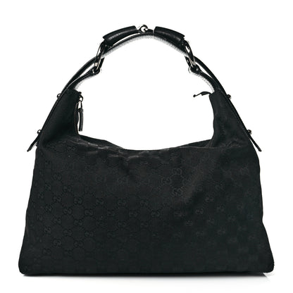 Gucci Monogram Medium Horsebit Chain Hobo Black 1 of 10