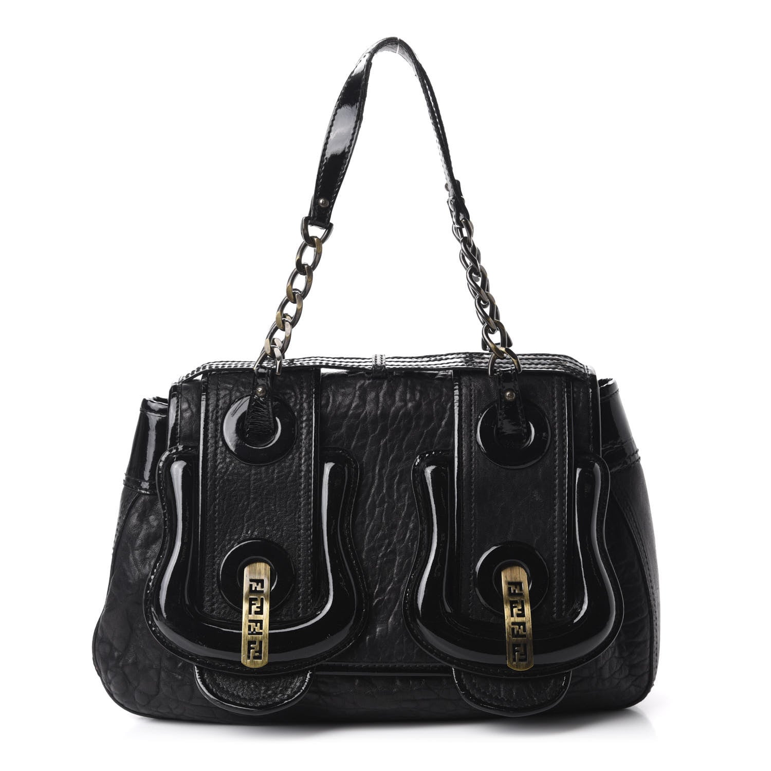 Fendi Nappa Patent B Bag Black 1 of 14