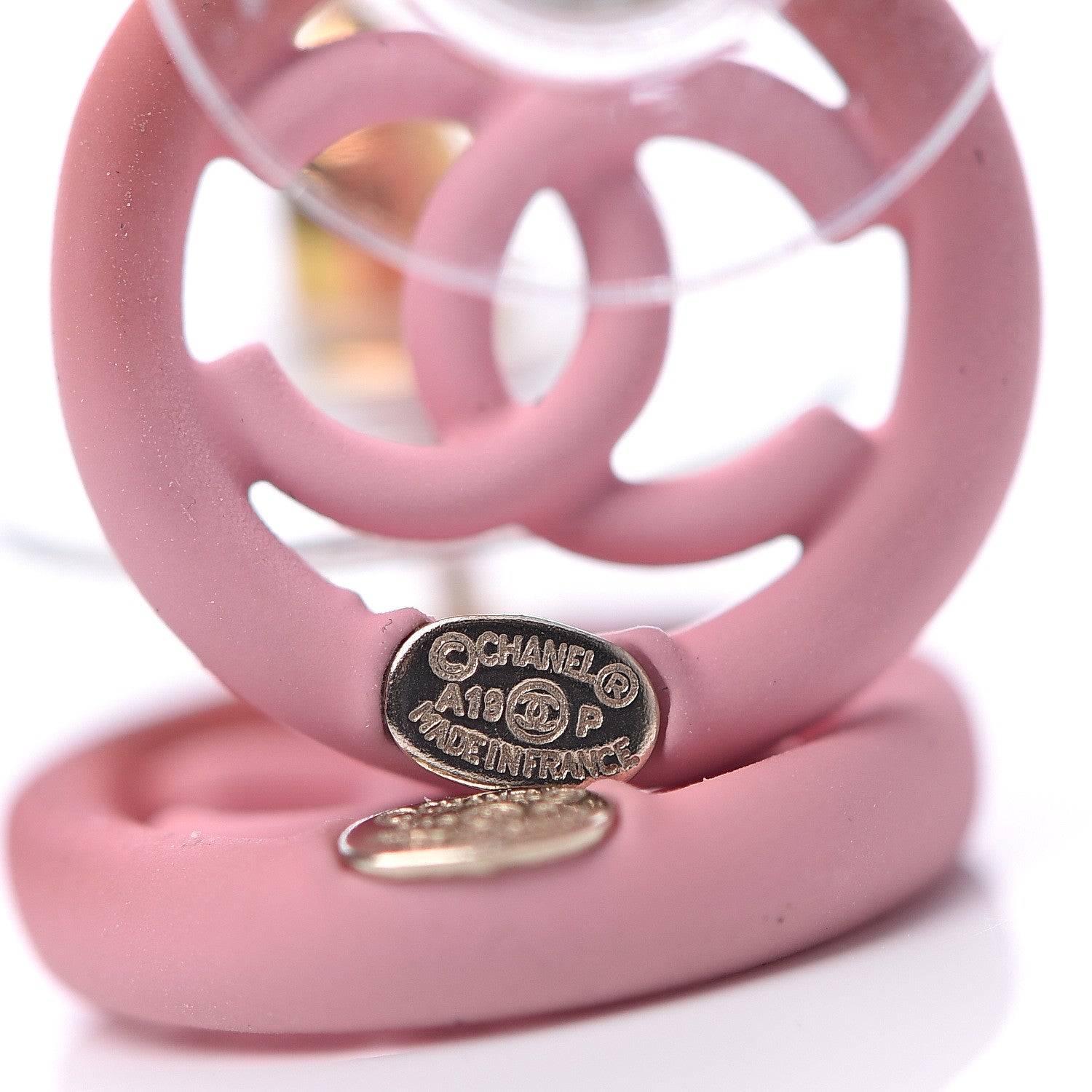 Chanel Rubber CC Earrings Pink 3 of 5