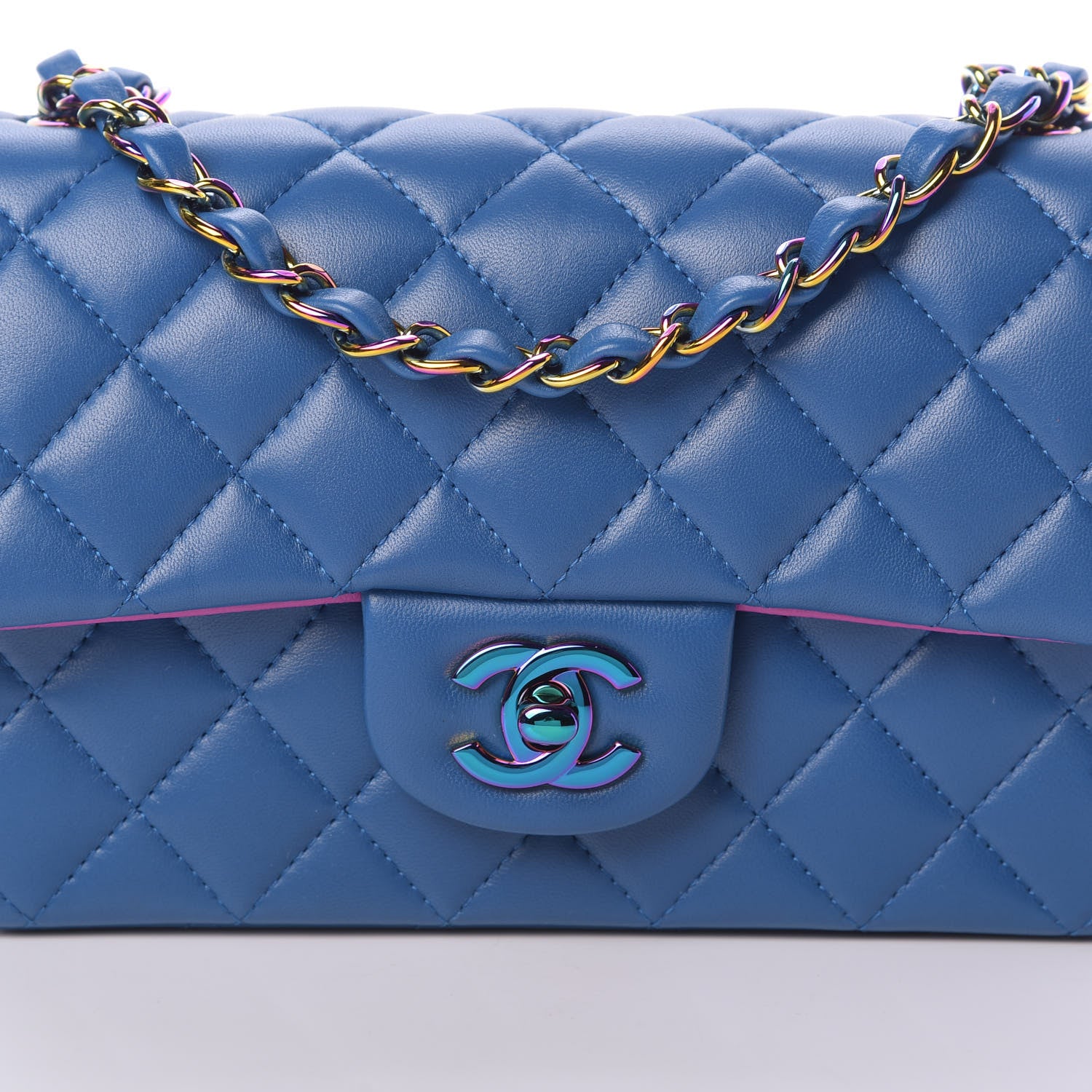 Chanel Lambskin Quilted Mini Rectangular Flap Blue Purple 8 of 12