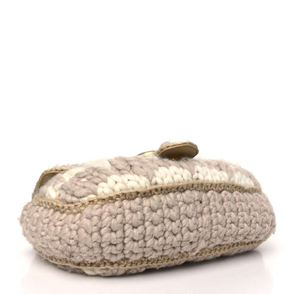 Gucci Wool Houndstooth Woven Small GG Marmont Shoulder Bag Beige White Sand 4 of 10