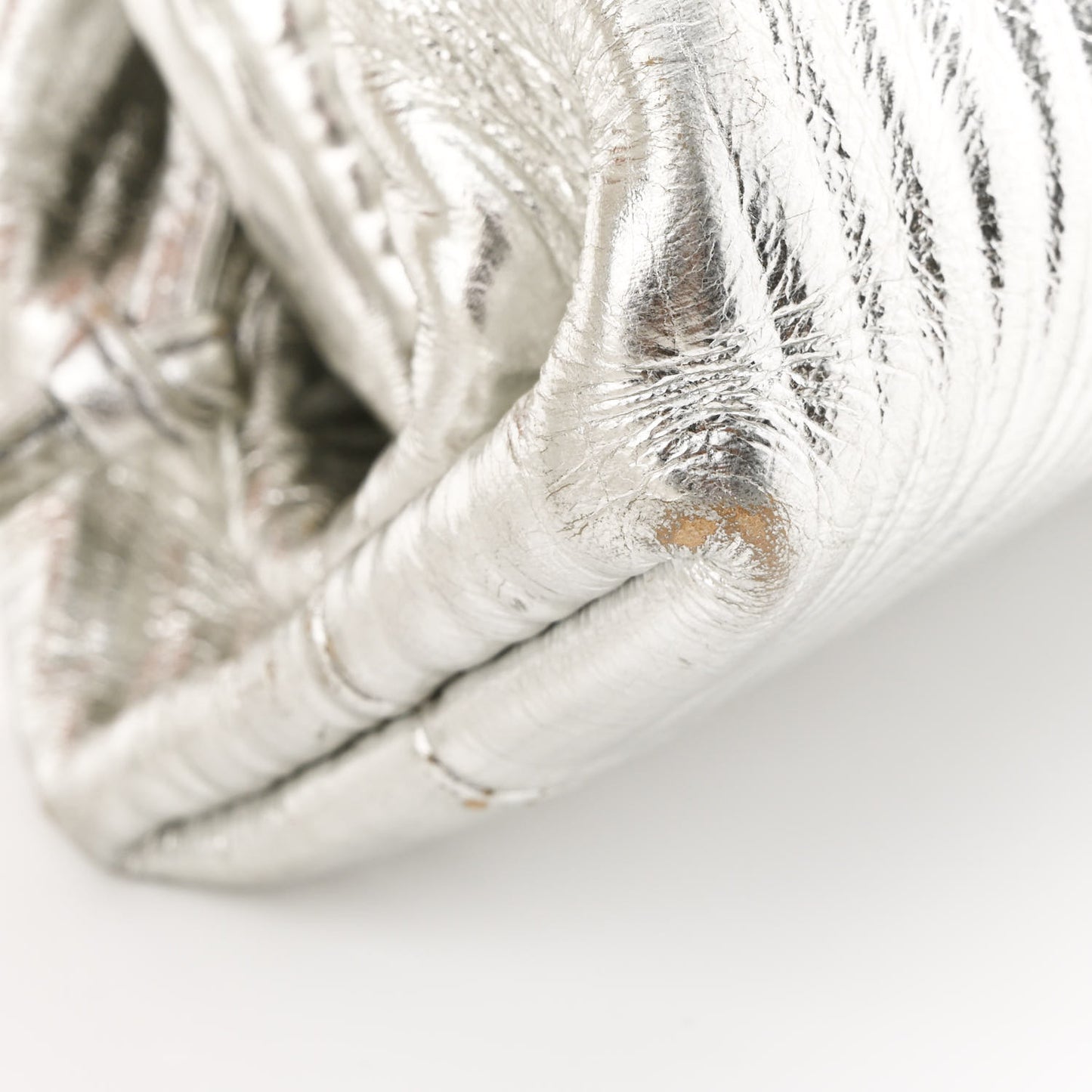 Metallic Bark Calfskin The Mini Pouch Silver