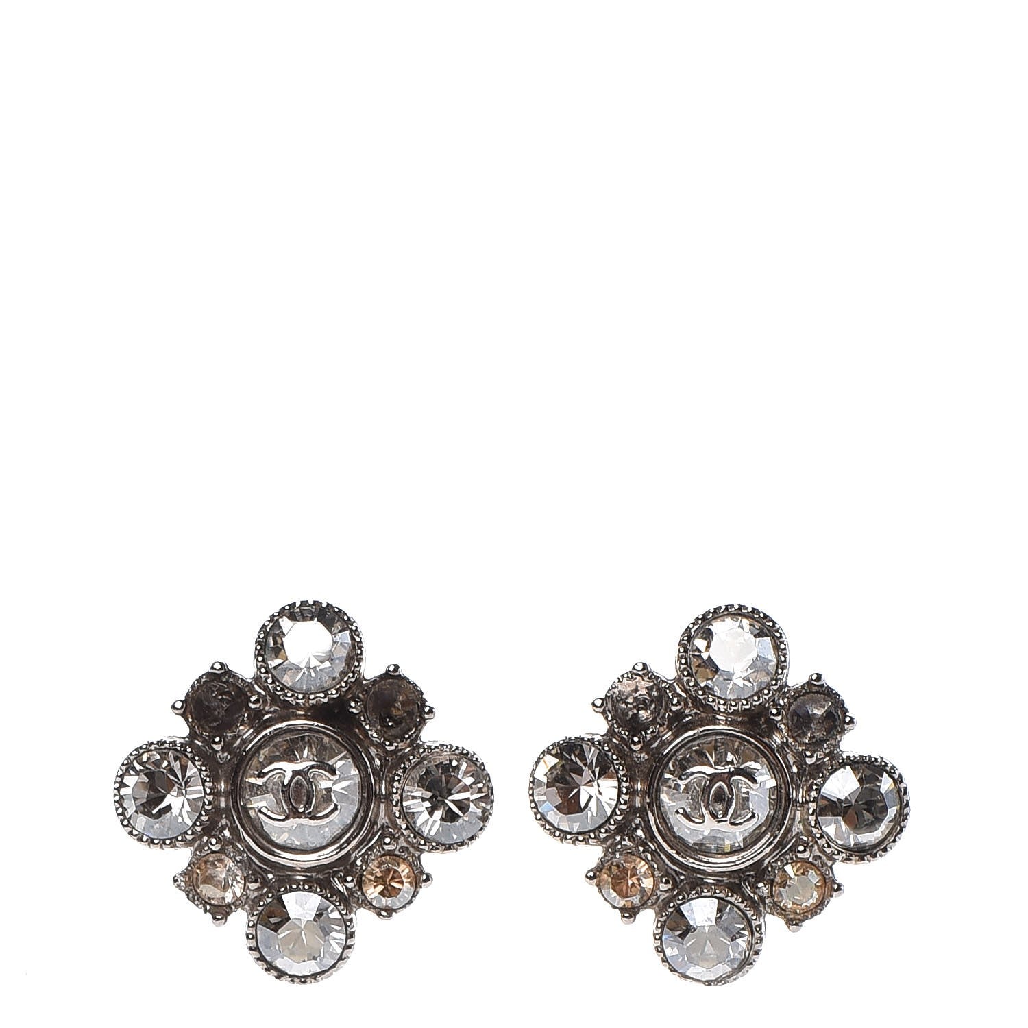 Chanel Crystal CC Earrings Silver 1 of 6