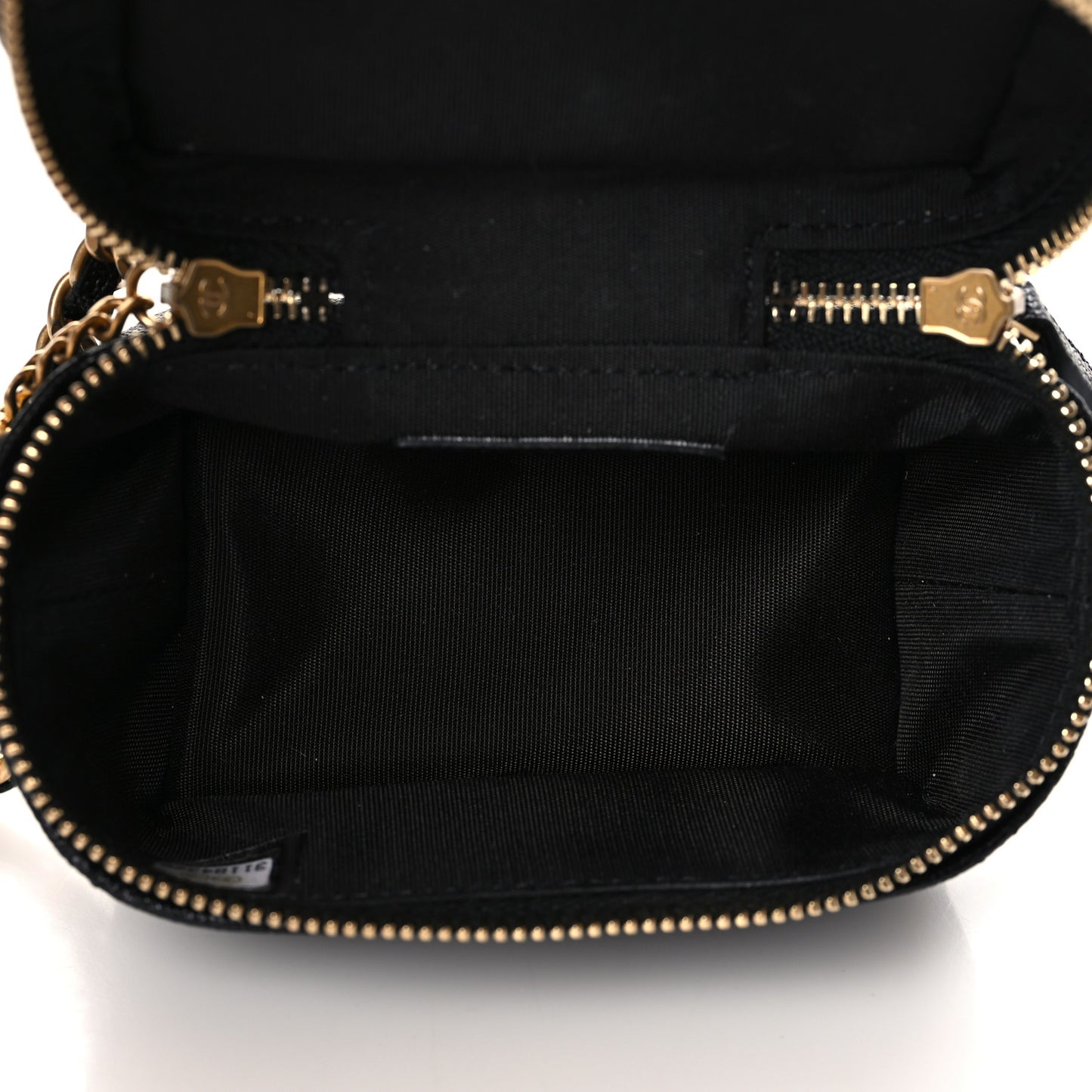 Caviar Quilted Mini Top Handle Vanity With Chain Black