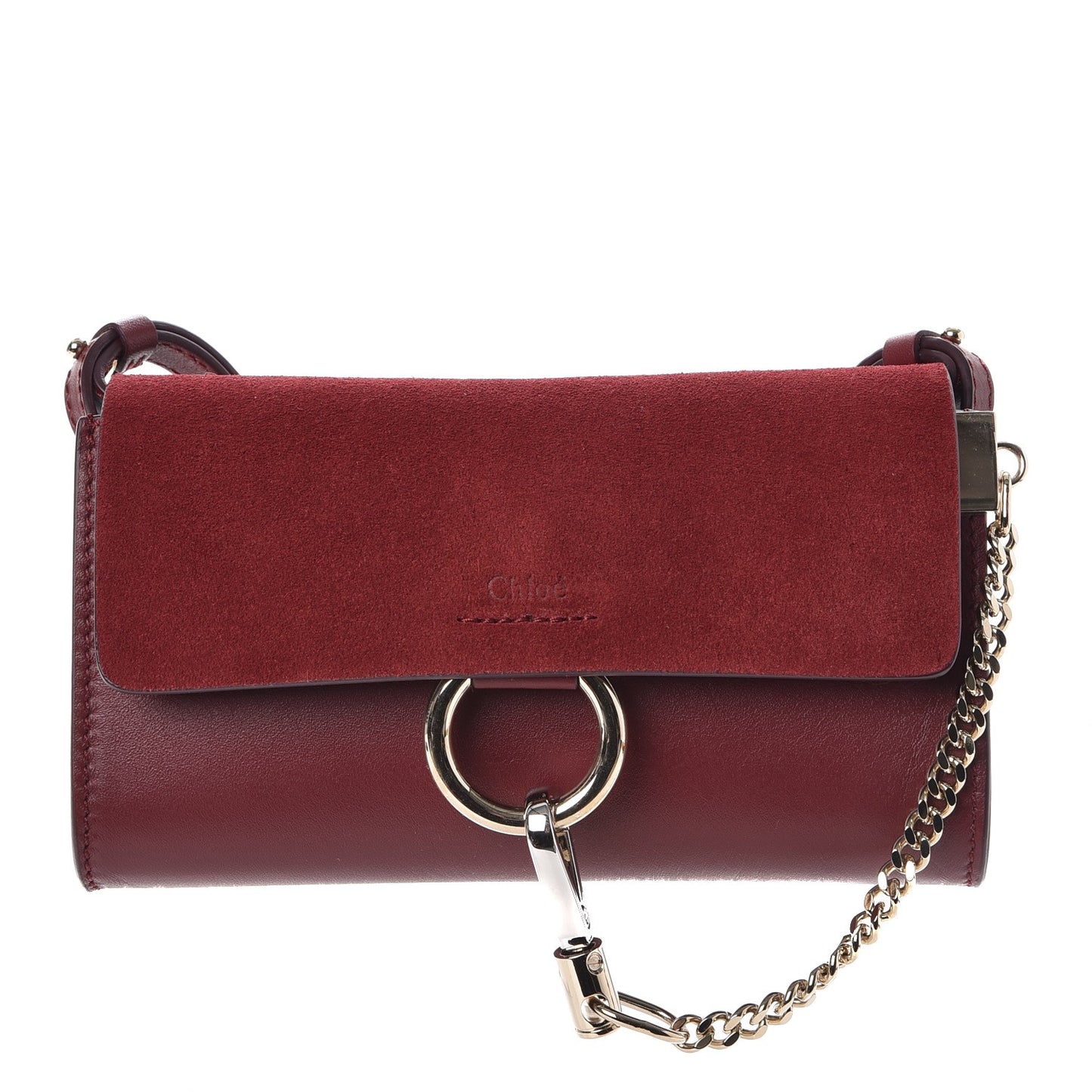 Suede Calfskin Mini Faye Shoulder Bag Plum Purple