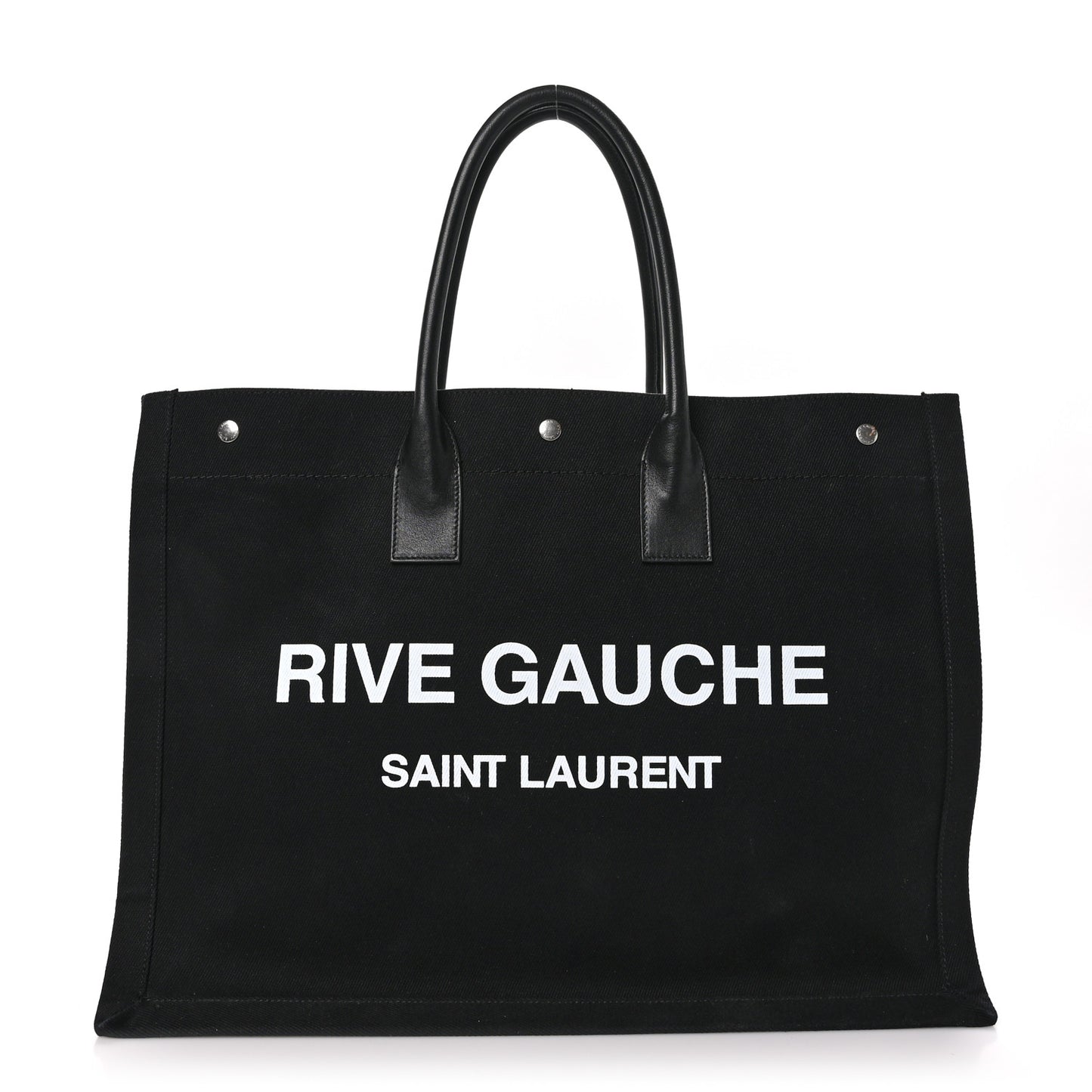 Linen Calfskin Rive Gauche Tote Black