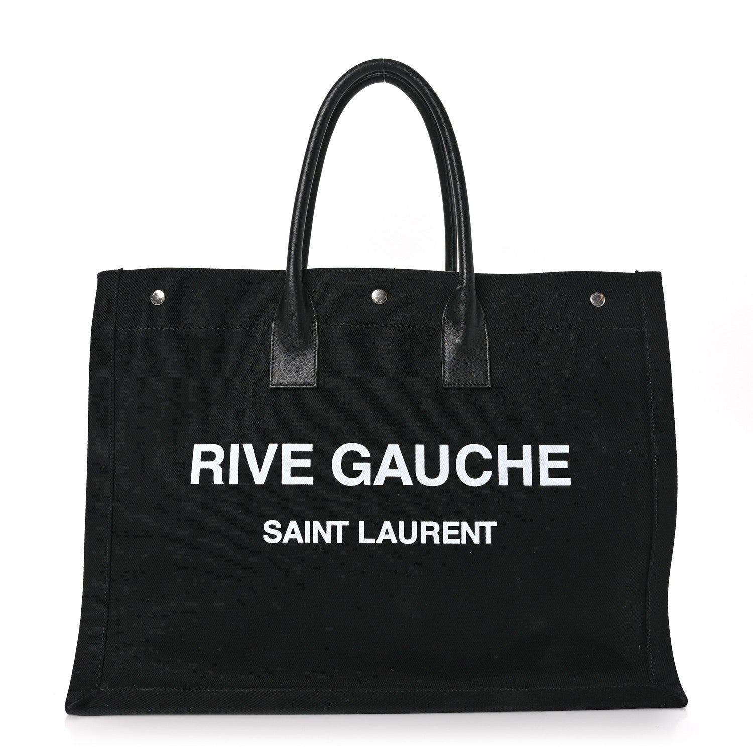 Saint Laurent Linen Calfskin Rive Gauche Tote Black 1 of 10