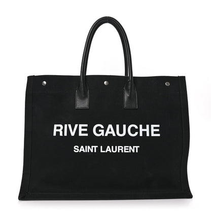 Saint Laurent Linen Calfskin Rive Gauche Tote Black 1 of 10