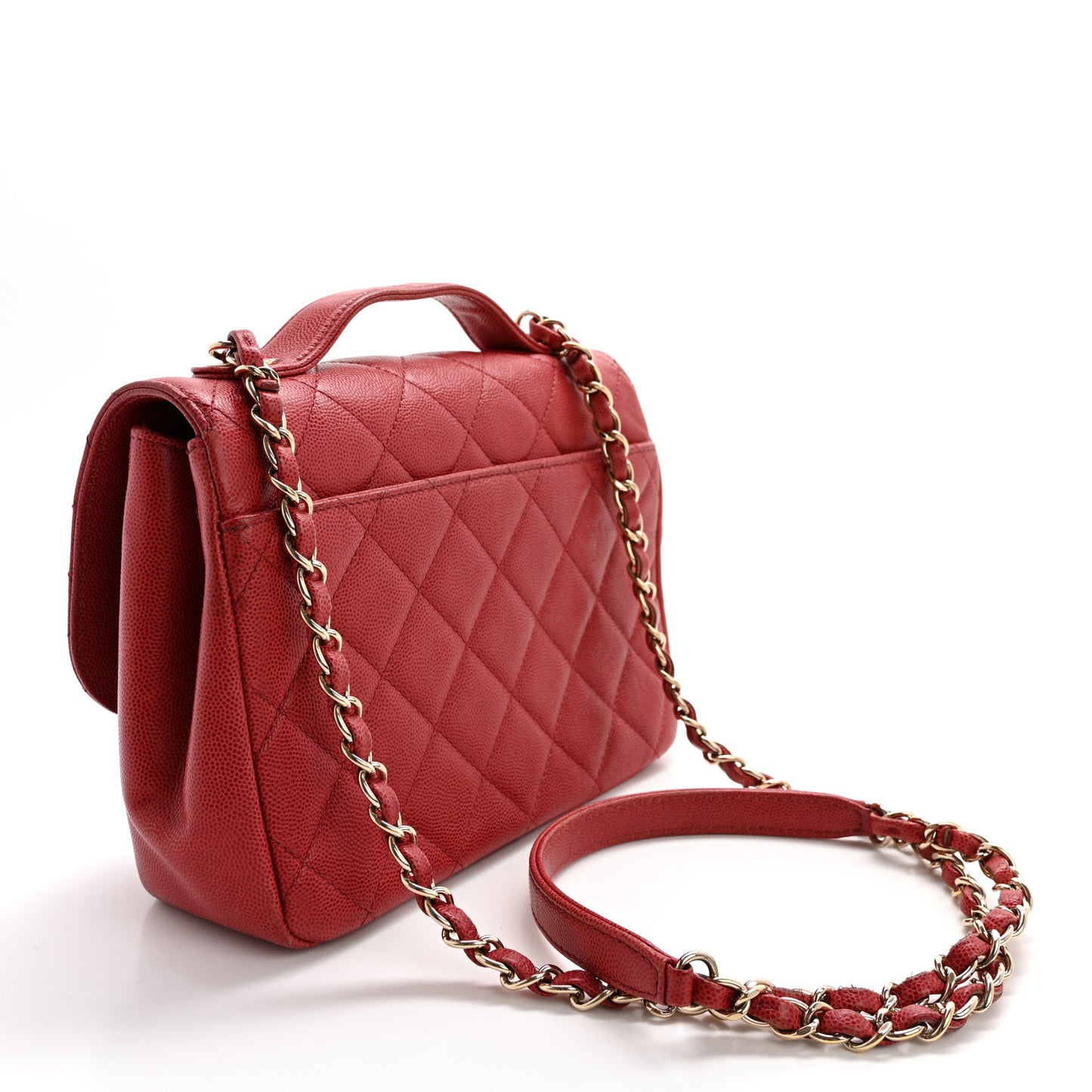 Caviar Quilted Medium Business Affinity Flap Red