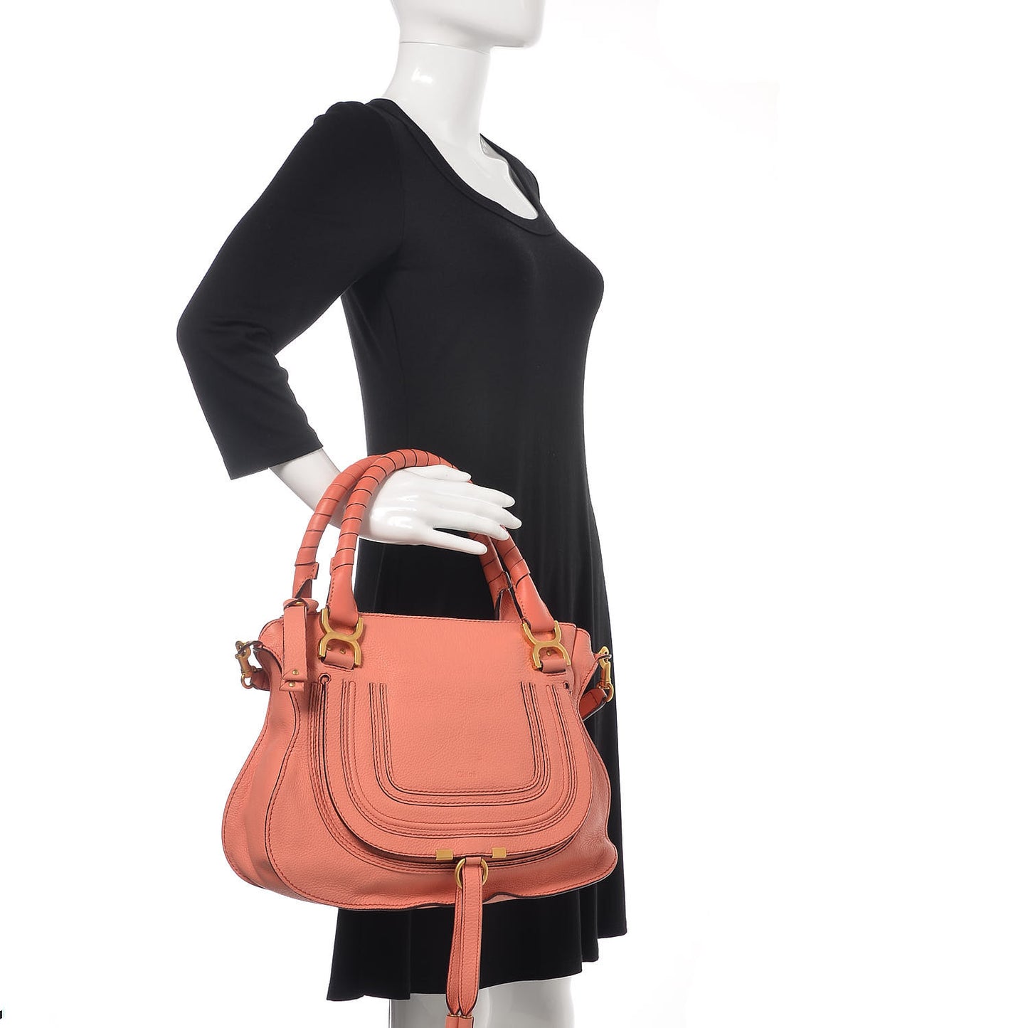 Calfskin Medium Marcie Satchel Coral Pop