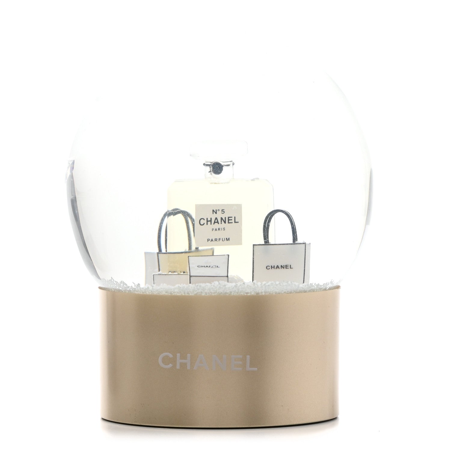 Chanel Glass N°5 Perfume Bottle Snow Globe Gold 2 of 7