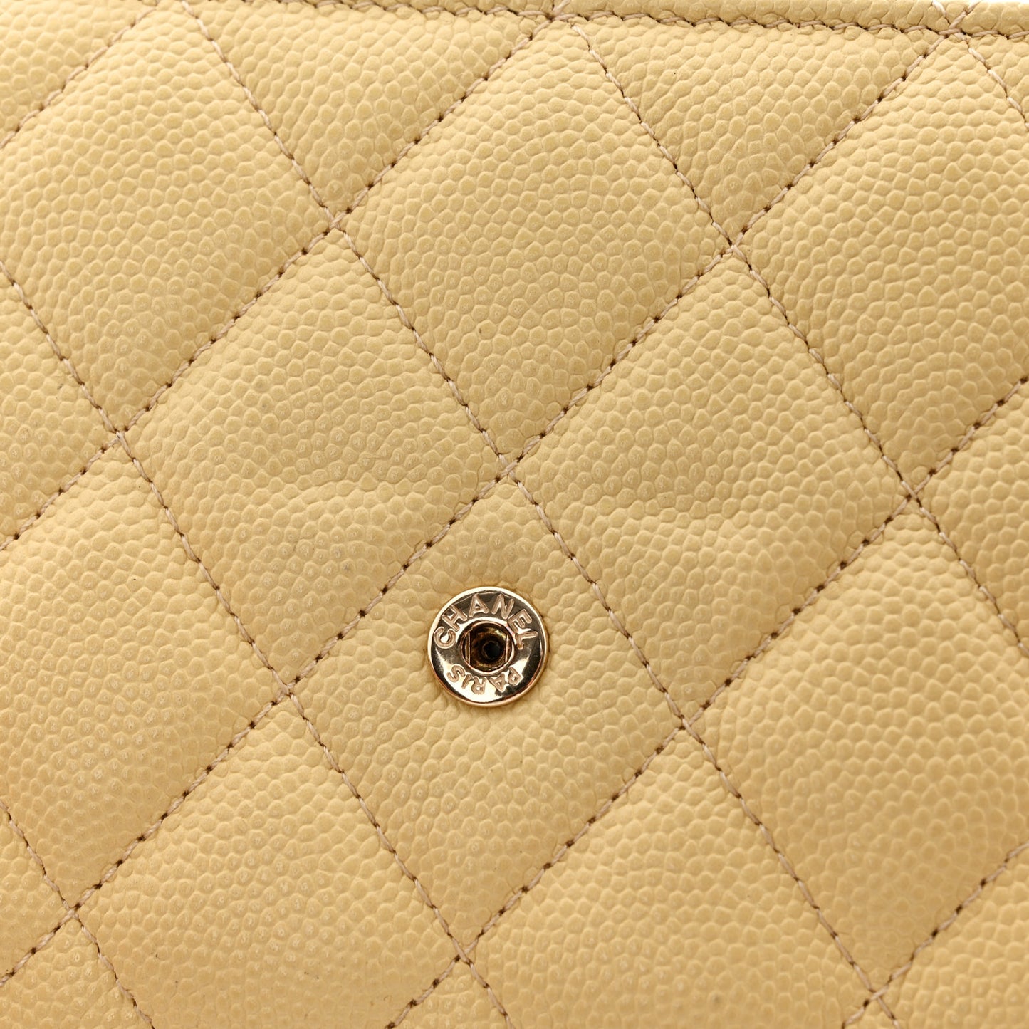 Caviar Quilted Compact Flap Wallet Yellow