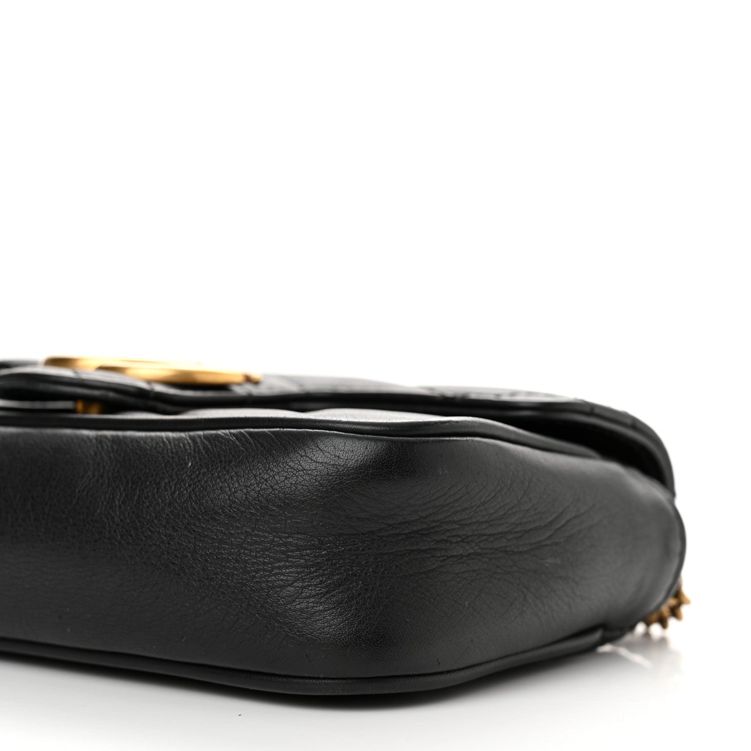 Gucci Calfskin Matelasse Super Mini GG Marmont Shoulder Bag Black 10 of 14