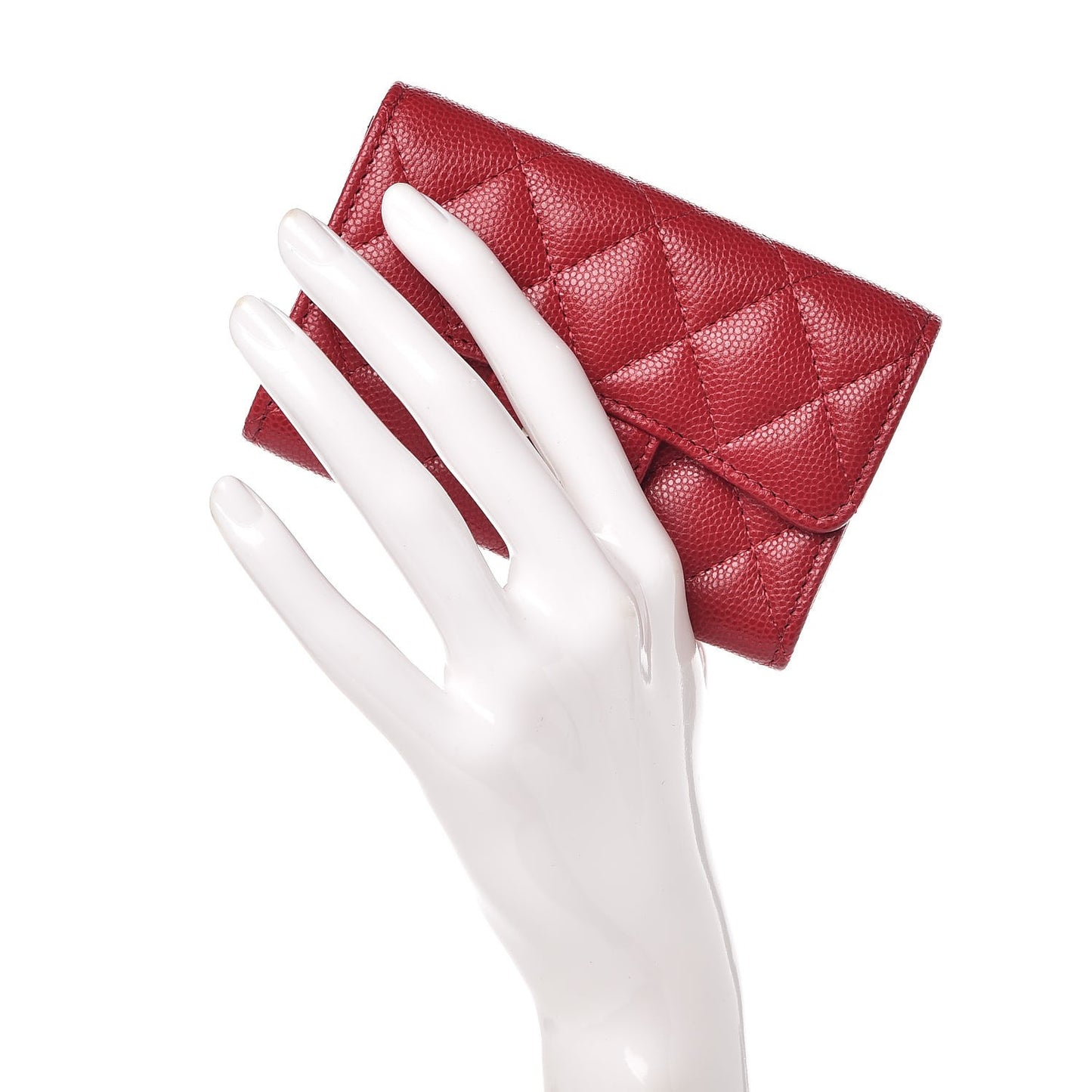 Caviar Quilted Flap Card Holder Pink
