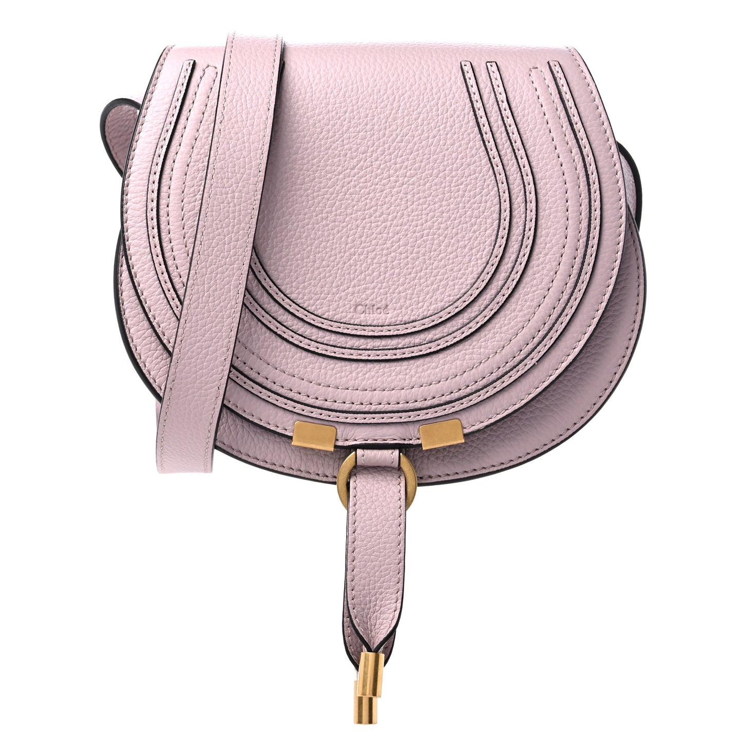 Grained Calfskin Small Marcie Saddle Bag Misty Lavender