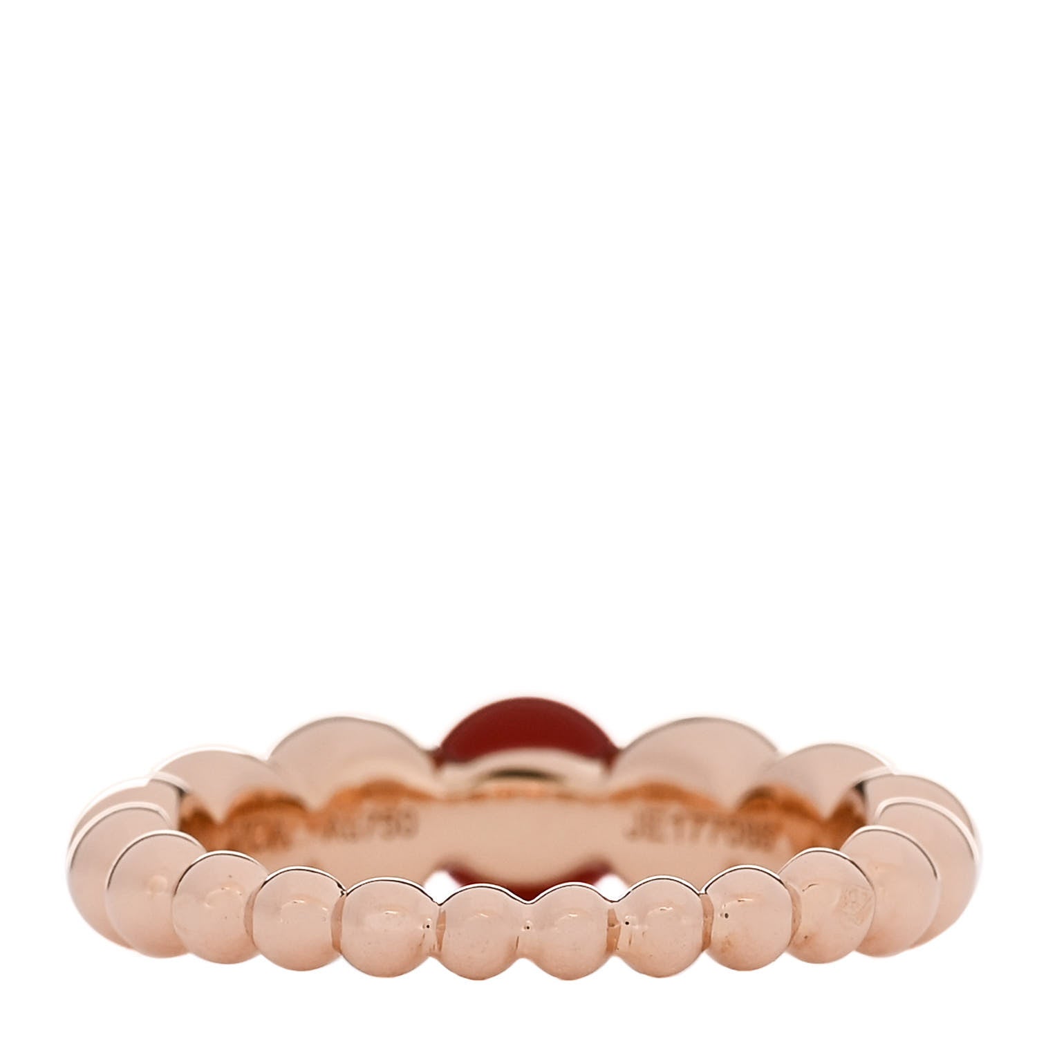 Van Cleef & Arpels 18K Rose Gold Carnelian Perlee Couleurs Variation Ring 52 6 3 of 5