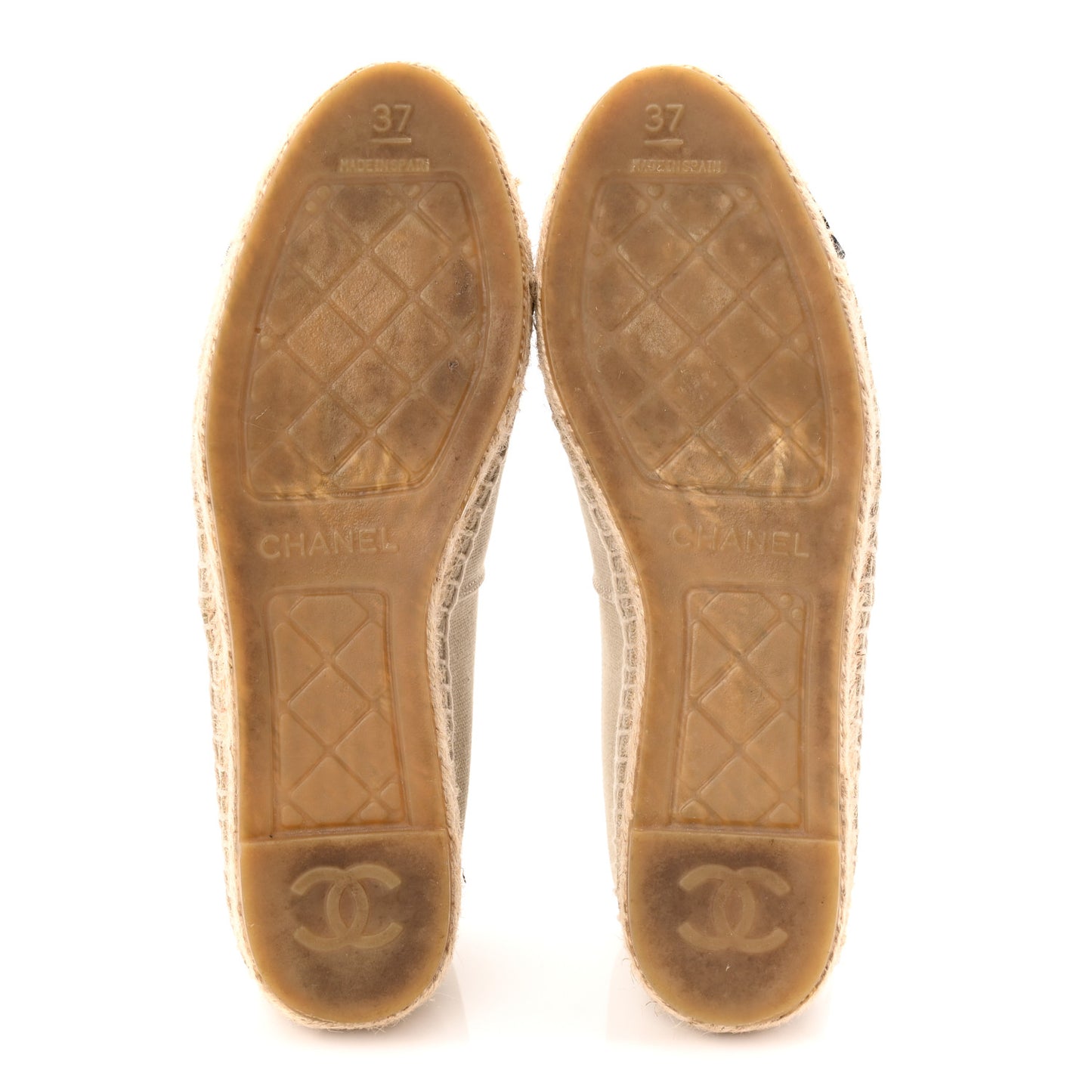 Canvas Grosgrain CC Espadrilles 37 Light Green Black
