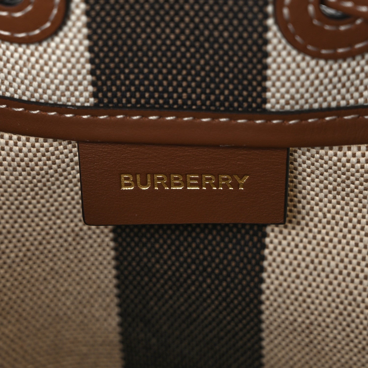 Burberry Giant Check Canvas Small Bucket Bag Taupe Brown 1540527