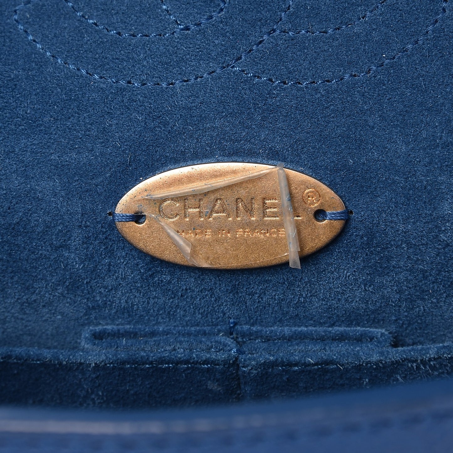 Grained Calfskin Medium Classic Pure Double Flap Blue