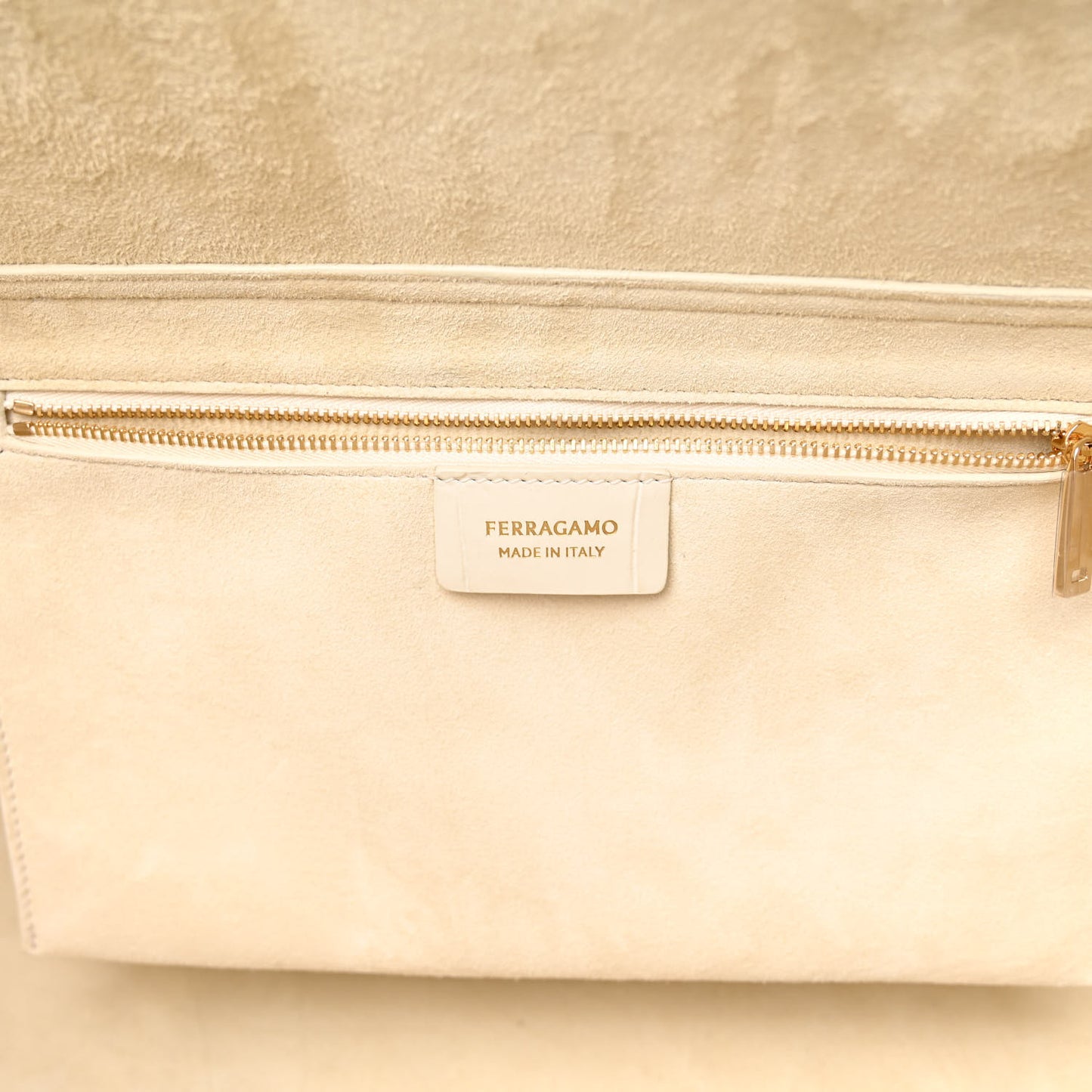 Calfskin Crocodile Embossed East-West Tote Mascarpone
