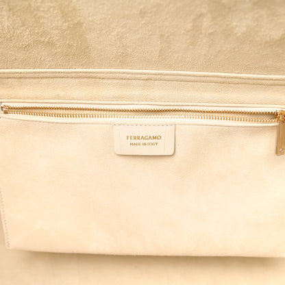 Salvatore Ferragamo Calfskin Crocodile Embossed East-West Tote Mascarpone 6 of 10