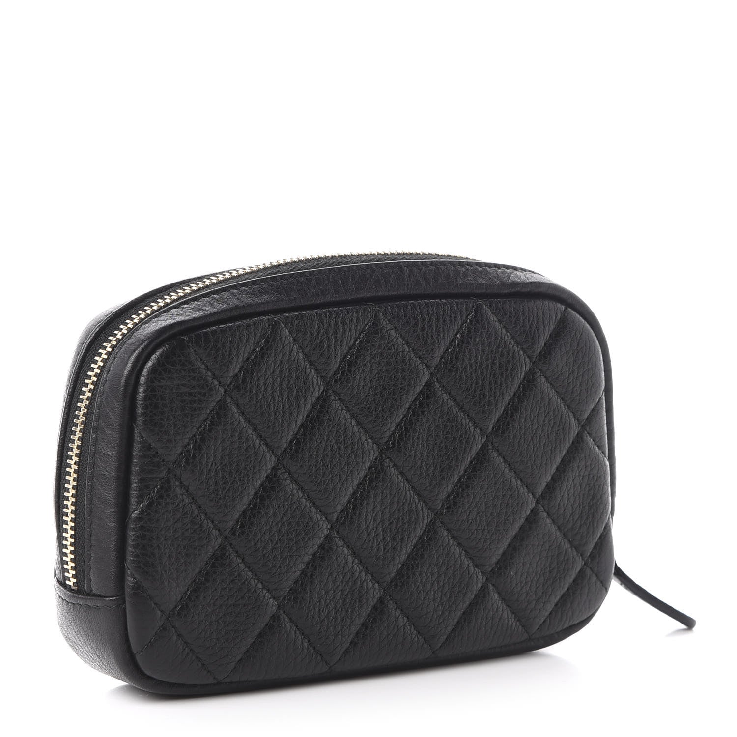Chanel Grained Calfskin Quilted Small Curvy Pouch Cosmetic Case Black 3 of 7