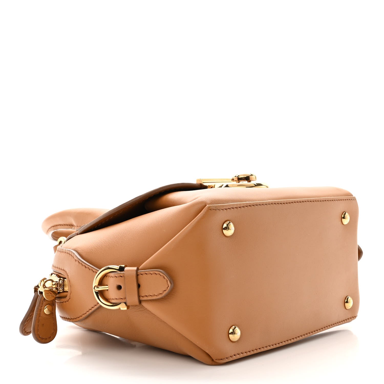 Salvatore Ferragamo Calfskin Small Fiamma Bag Brown 4 of 11