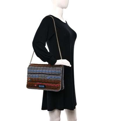 Prada Wool Etiquette Cable Knit Chain Flap Crossbody Multicolor 2 of 11