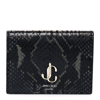 Jimmy Choo Calfskin Snake Printed Hanne Wallet Anthracite 1 of 8