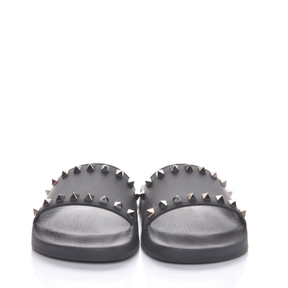 Valentino Garavani Rubber Rockstud Slide Sandals 38 Black 2 of 10
