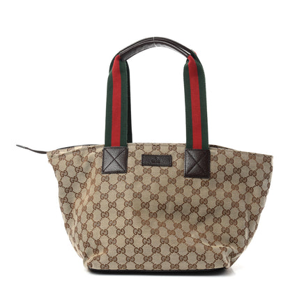 Gucci GG Monogram Medium Web Handle Bucket Tote Dark Brown 1 of 10