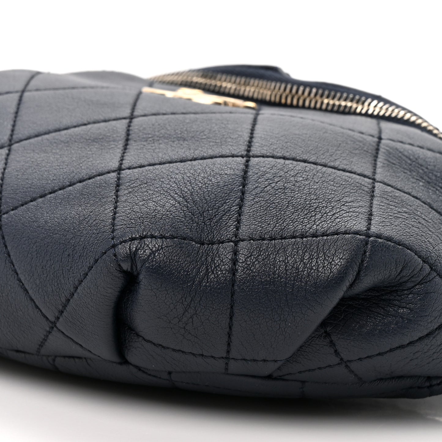 Calfskin Enamel Quilted Waist Bag Navy