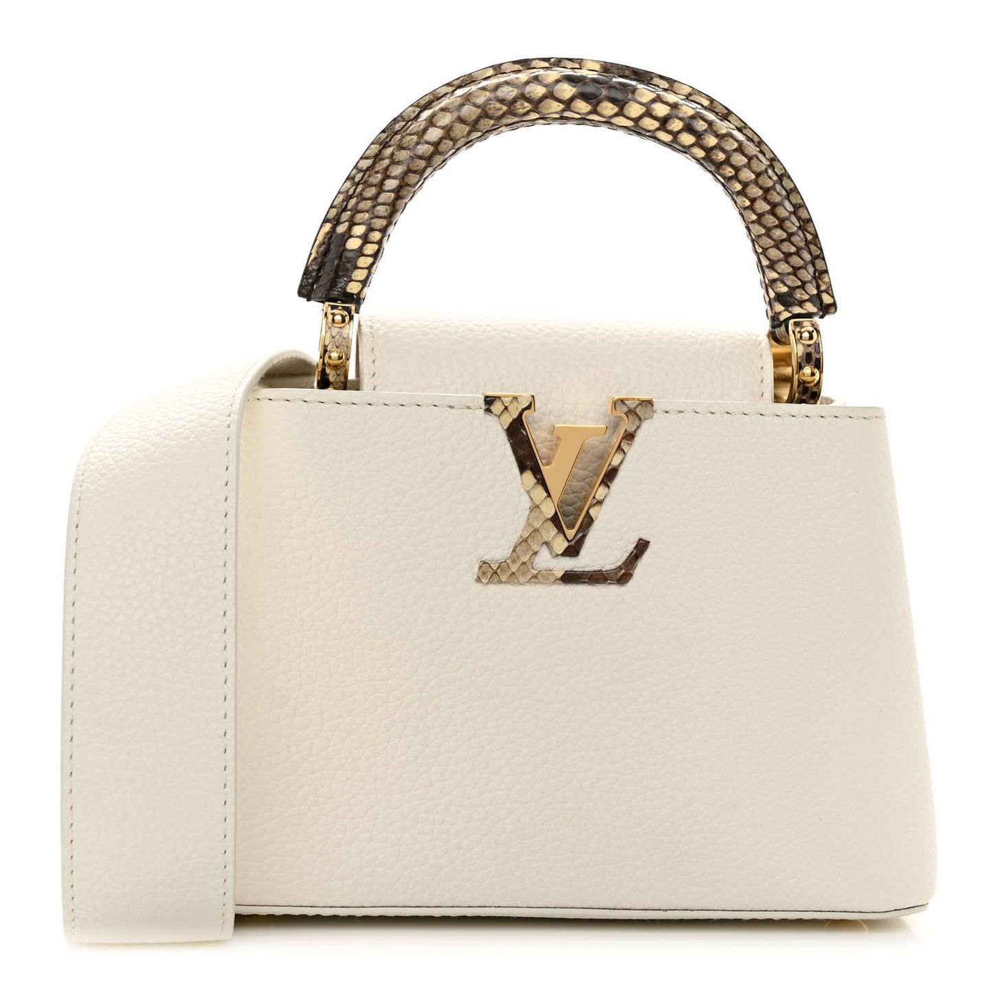 Taurillon Snakeskin Mini Capucines White