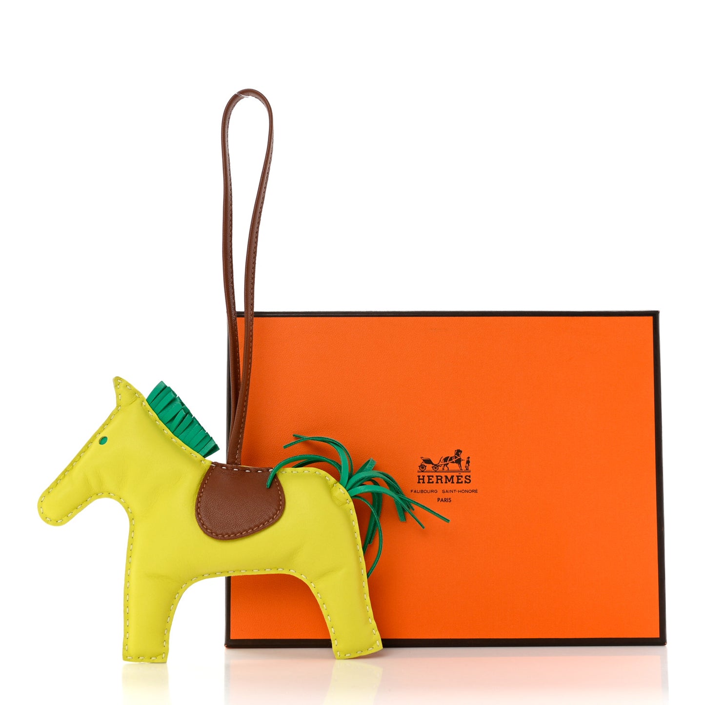 Milo Lambskin Grigri Rodeo Horse Bag Charm PM Lime Menthe Fauve