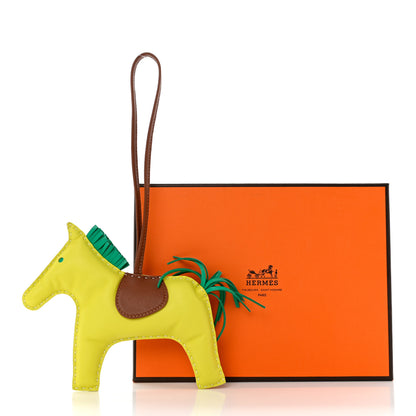 Hermes Milo Lambskin Grigri Rodeo Horse Bag Charm PM Lime Menthe Fauve 4 of 4