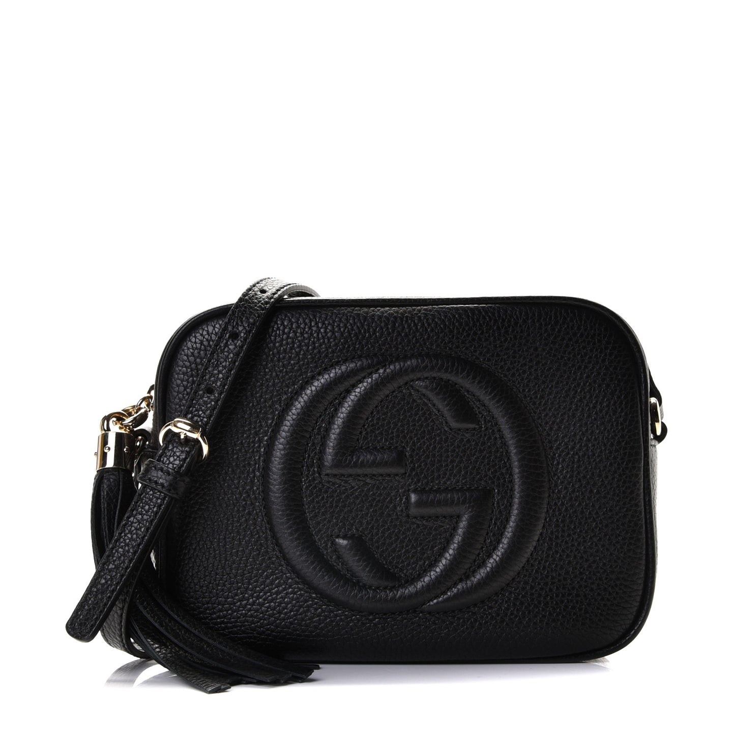 Pebbled Calfskin Small Soho Disco Bag Black